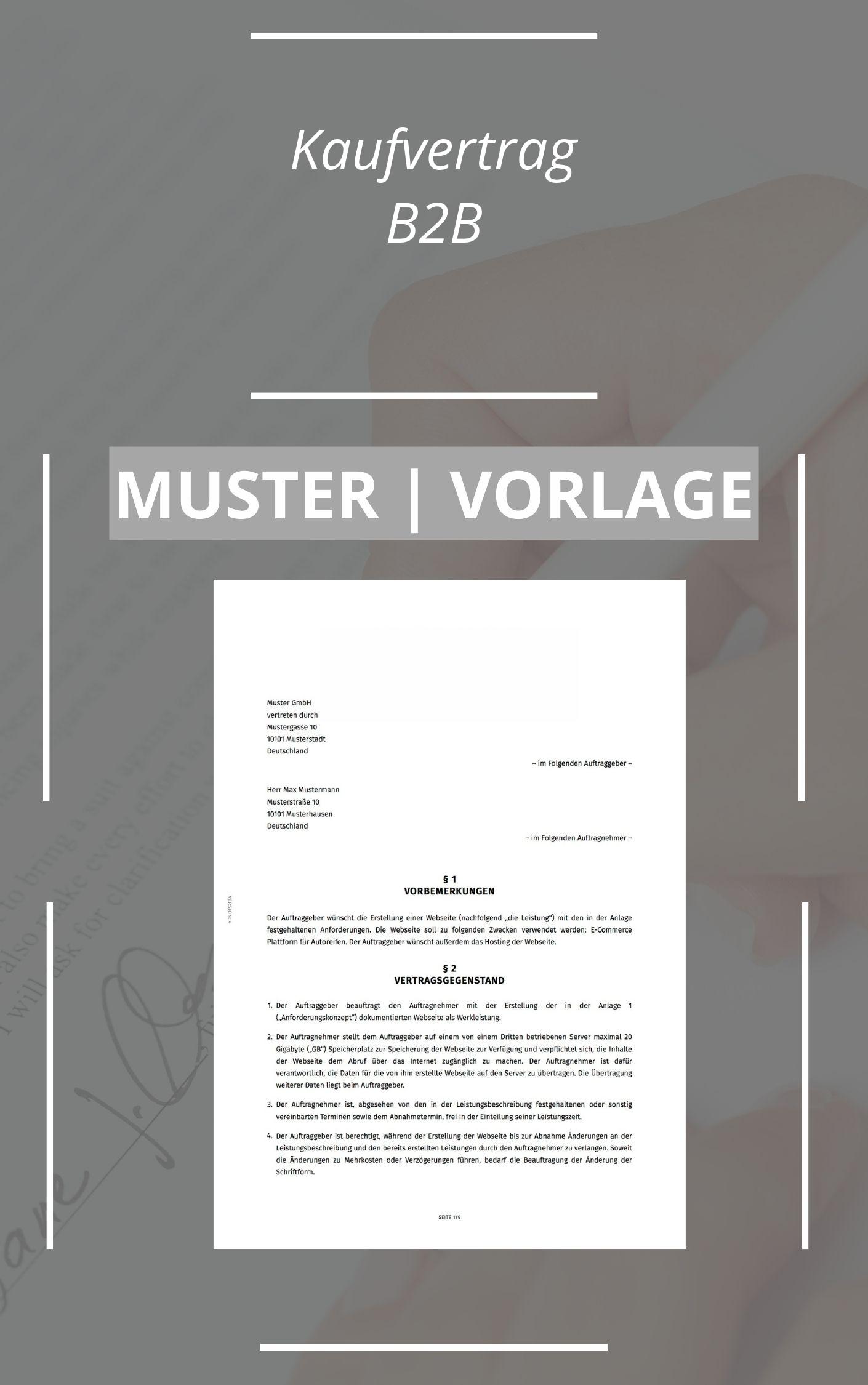 Kaufvertrag B2B - Vorlage Muster - WORD PDF