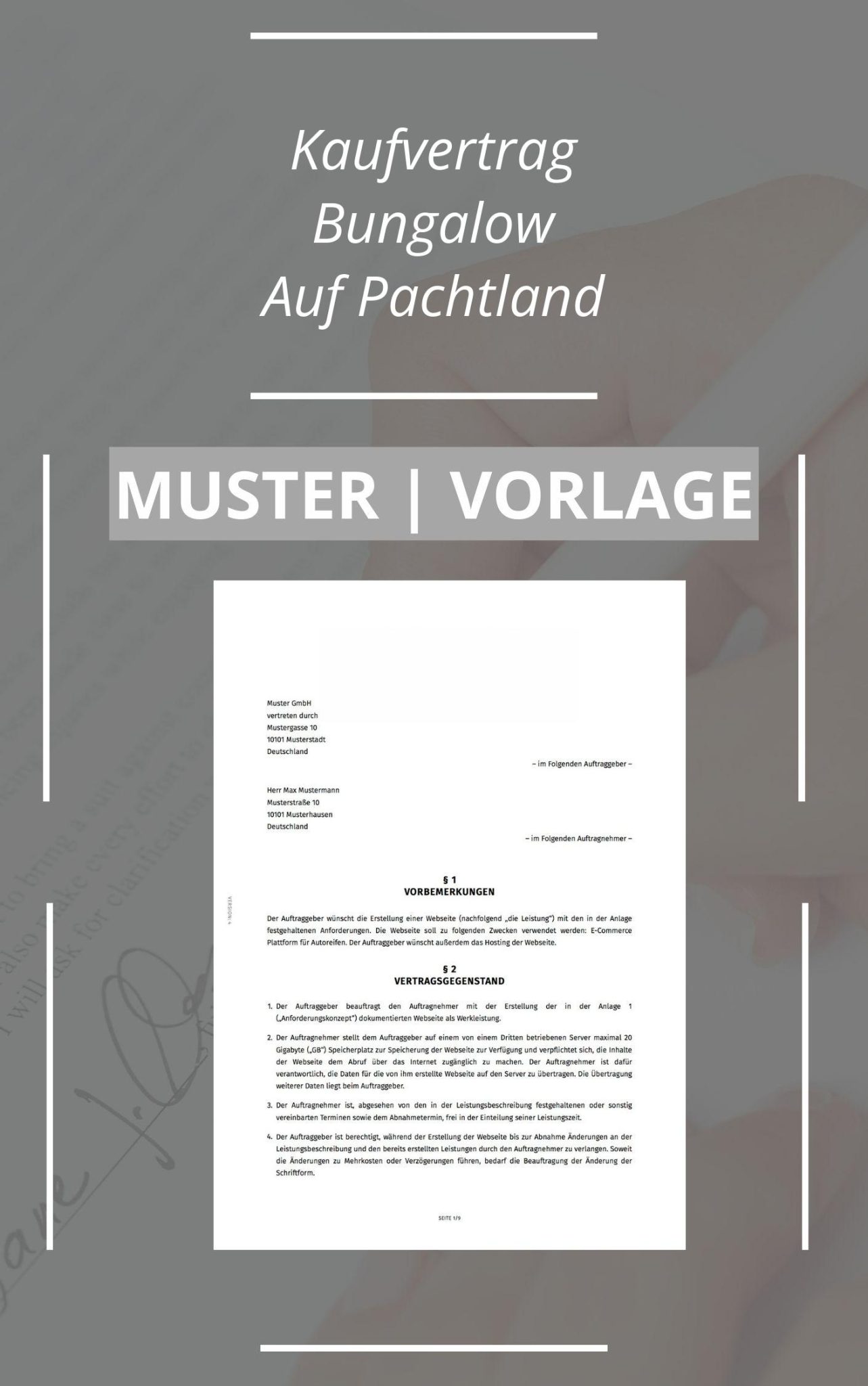 Muster Kaufvertrag Bungalow Auf Pachtland